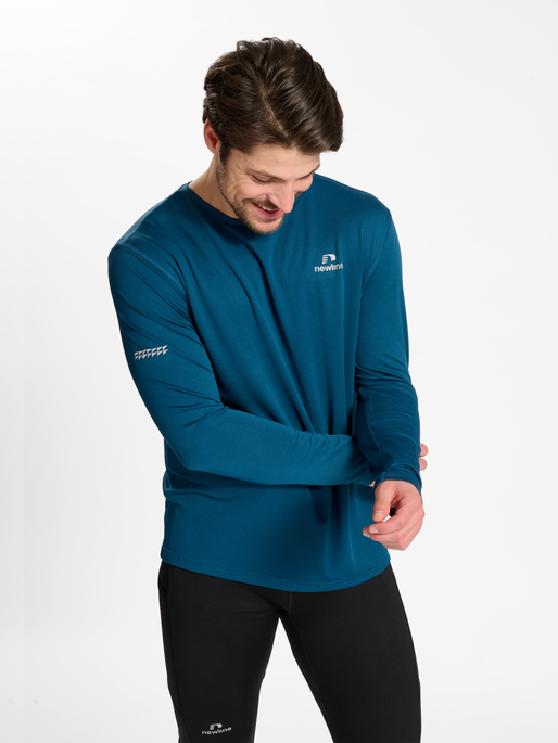 nwlMEMPHIS T-SHIRT L/S male, MAJOLICA BLUE, model