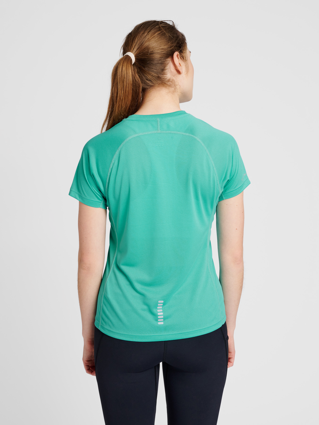 WOMEN RUNNING T-SHIRT S/S, BLUE TURQUOISE, model