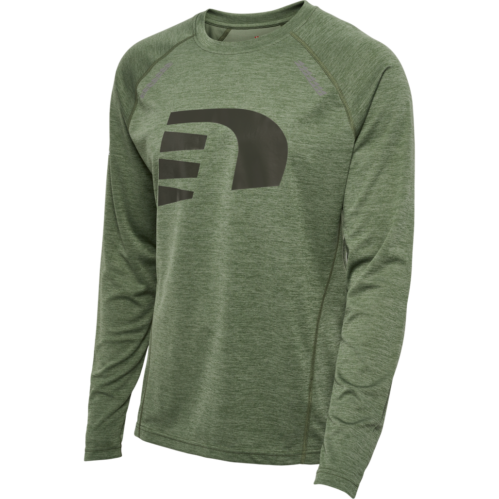 nwlORLANDO T-SHIRT L/S MEN, FOUR LEAF CLOVER MELANGE, packshot