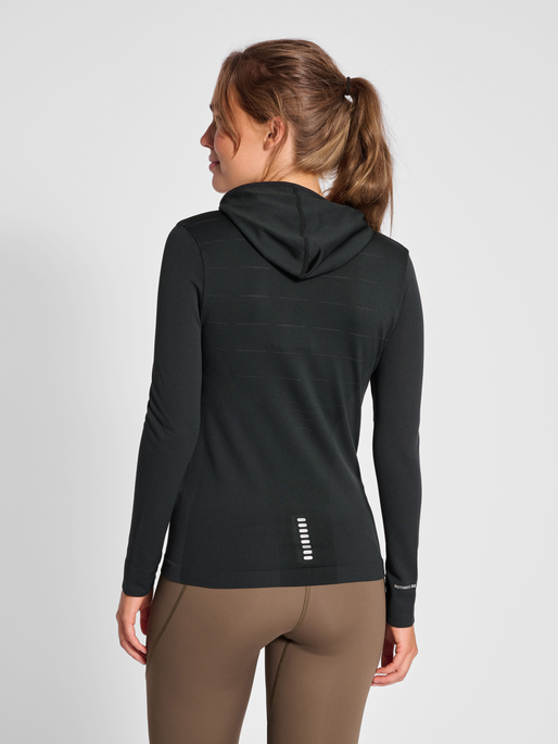 nwlCAMBRIGDE SEAMLESS HOODIE WOMEN, BLACK, model