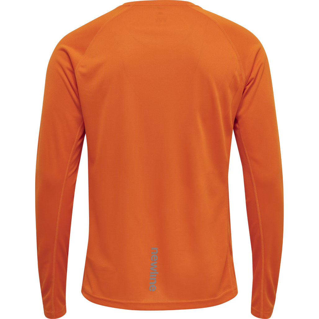 Tシャツ・カットソー RONRON MINI POINT LABEL OVER FIT LONG SLEEVE BUTTER Newline MEN CORE RUNNING T-SHIRT L/S - ORANGE TIGER