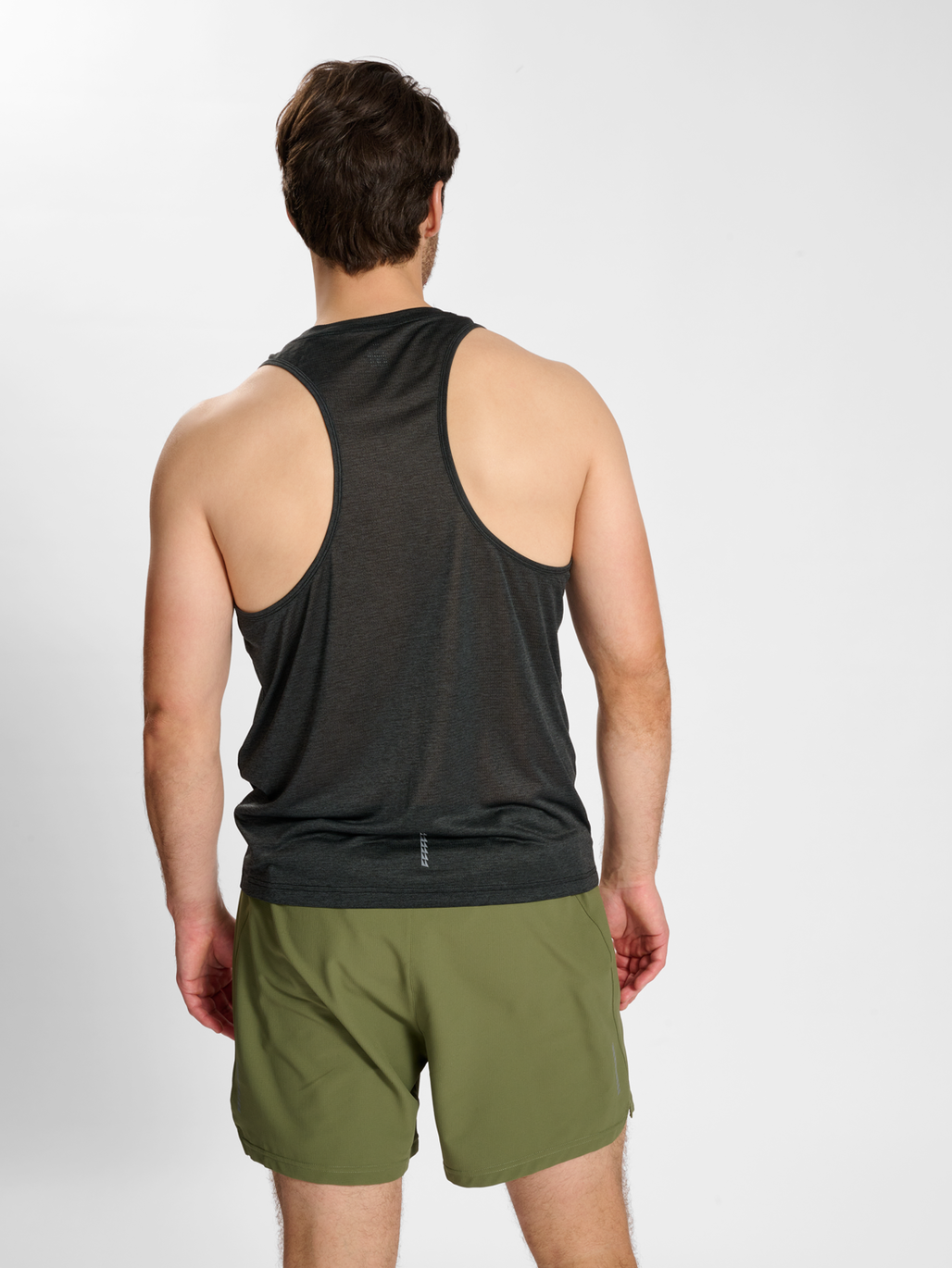 nwlFONTANA SINGLET MEN, BLACK MELANGE, model