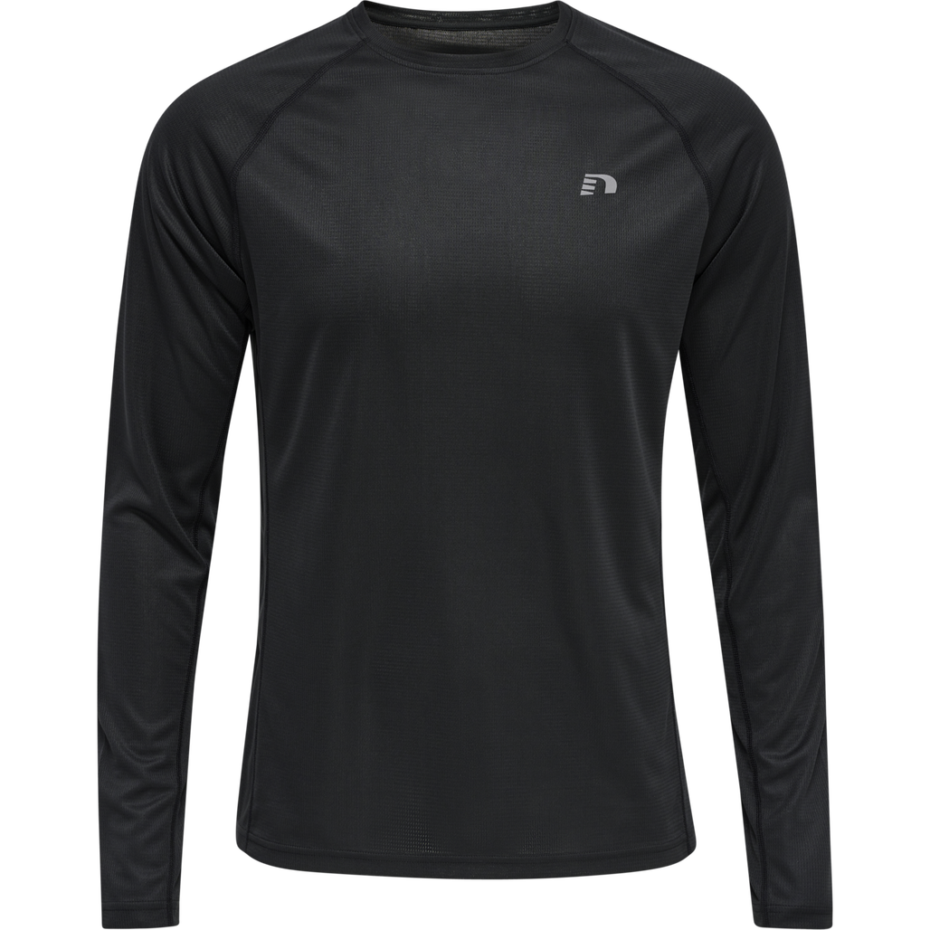 MEN CORE RUNNING T-SHIRT L/S, BLACK, packshot