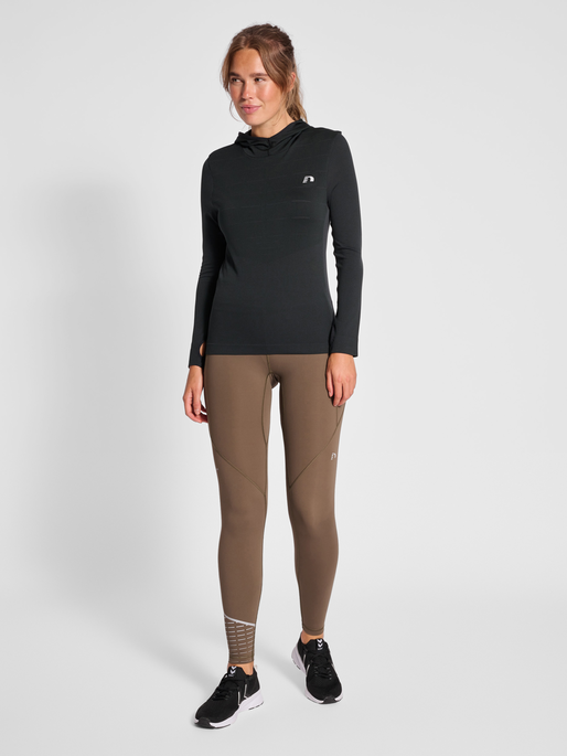 nwlCAMBRIGDE SEAMLESS HOODIE WOMEN, BLACK, model