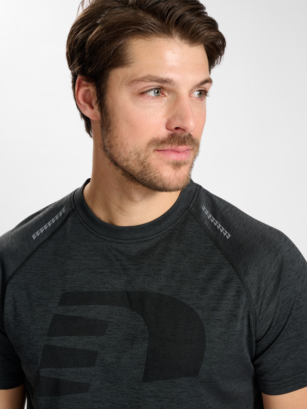 nwlORLANDO T-SHIRT S/S MEN, BLACK MELANGE, model