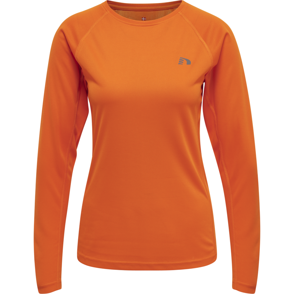 Tシャツ・カットソー RONRON MINI POINT LABEL OVER FIT LONG SLEEVE BUTTER Newline WOMEN CORE RUNNING T-SHIRT L/S - ORANGE TIGER