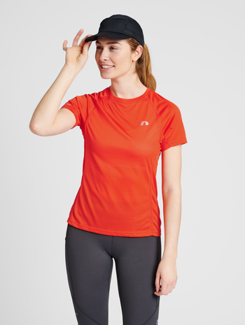 WOMEN RUNNING T-SHIRT S/S, SPICY ORANGE, model