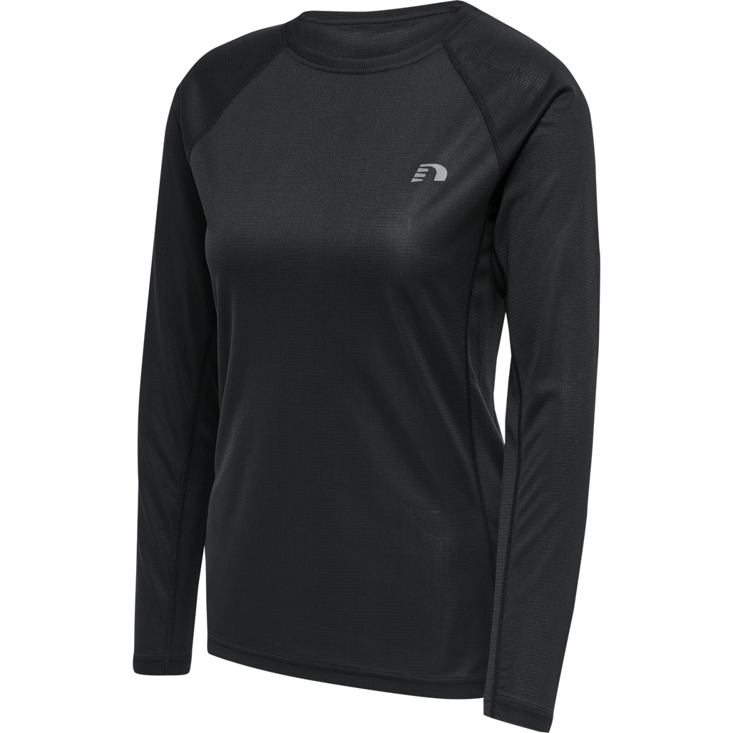 WOMEN CORE RUNNING T-SHIRT L/S, BLACK, packshot