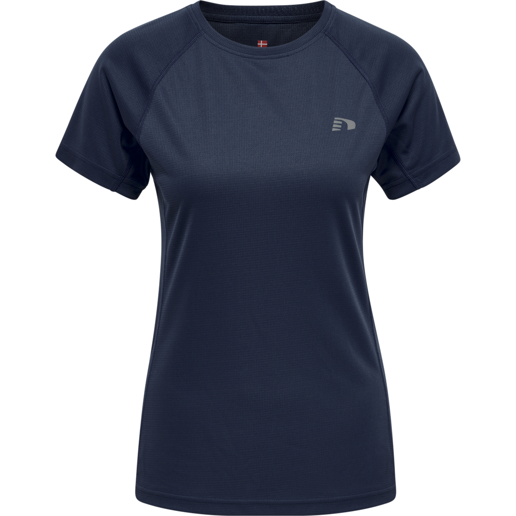 WOMEN CORE RUNNING T-SHIRT S/S, BLACK IRIS, packshot
