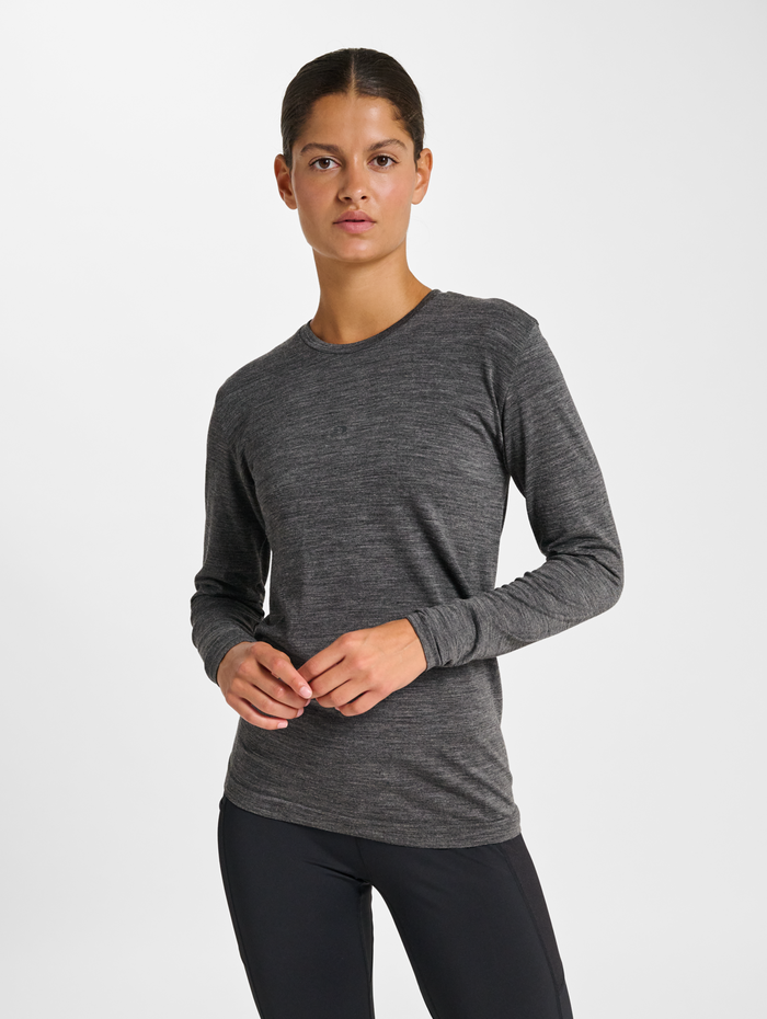 nwlTHERMA WOOL BLEND T-SHIRT L/S W, BLACK, model