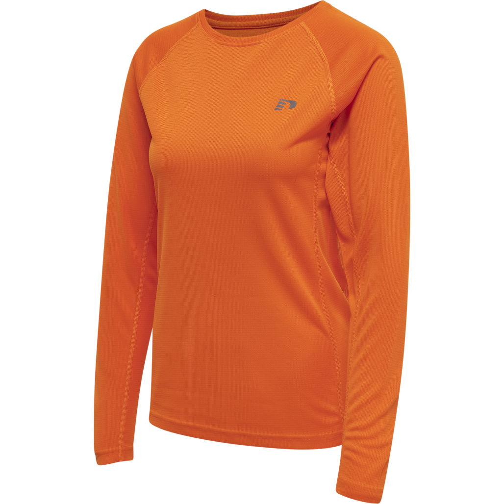 WOMEN CORE RUNNING T-SHIRT L/S, ORANGE TIGER, packshot