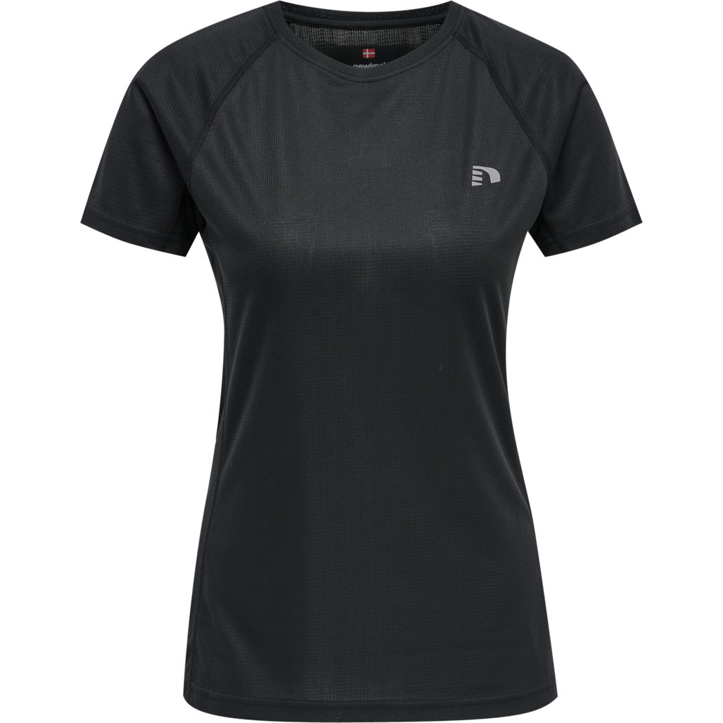 WOMEN CORE RUNNING T-SHIRT S/S, BLACK, packshot