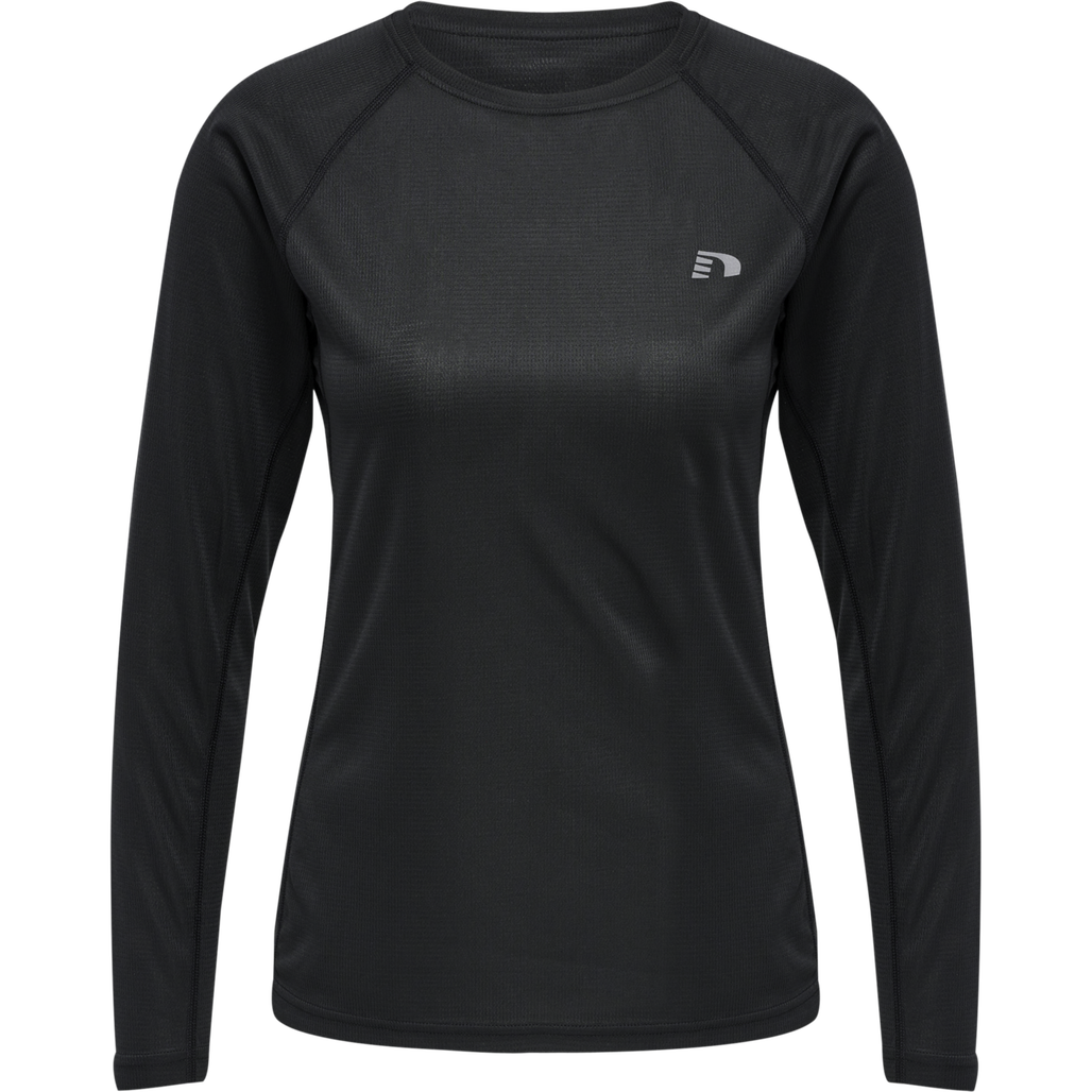 WOMEN CORE RUNNING T-SHIRT L/S, BLACK, packshot