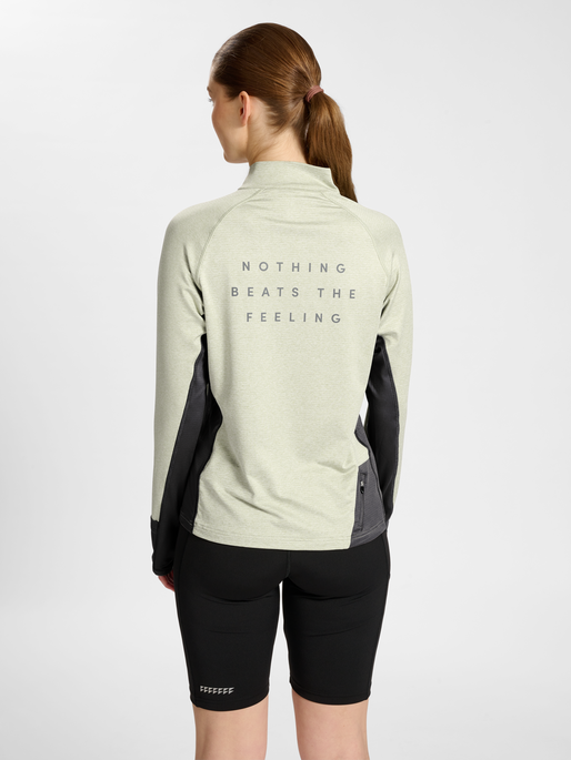 nwlMESA 1/2 ZIP L/S WOMAN, AGATE GREY MELANGE, model