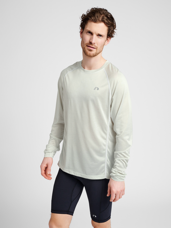 MEN RUNNING L/S, OYSTER MUSHROOM MELANGE, model