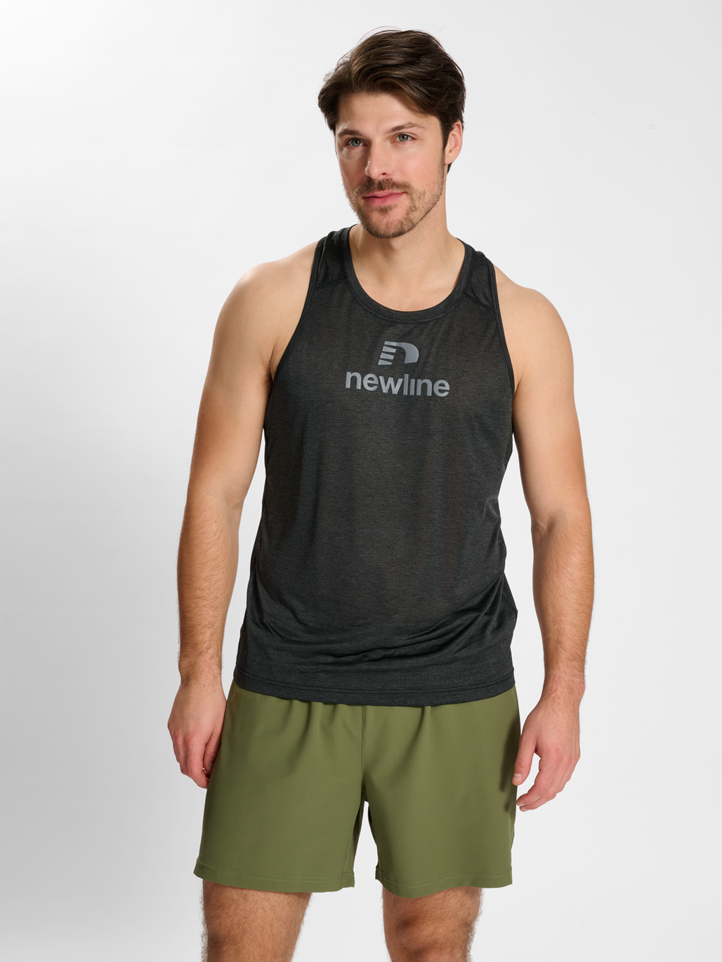 nwlFONTANA SINGLET MEN, BLACK MELANGE, model