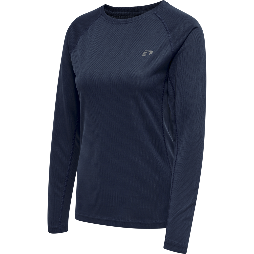 WOMEN CORE RUNNING T-SHIRT L/S, BLACK IRIS, packshot