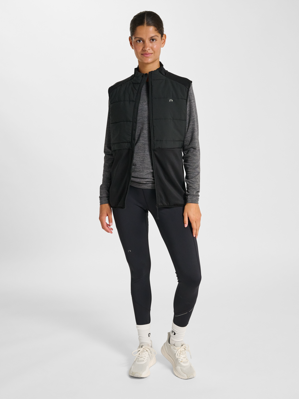 nwlQUILTED GILET, BLACK, model