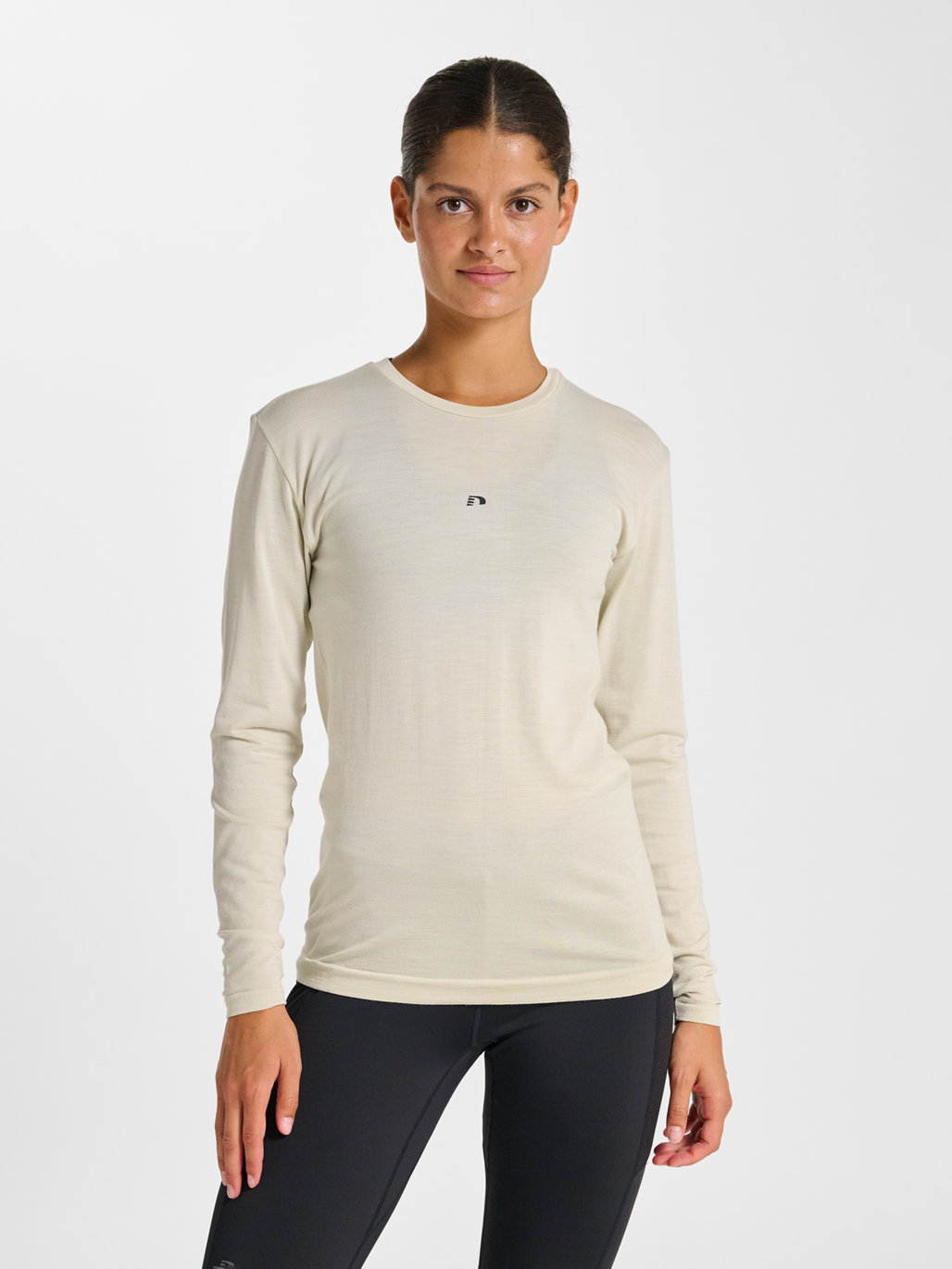 nwlTHERMA WOOL BLEND T-SHIRT L/S W, SILVER BIRCH, model